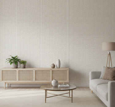 Papel tapiz para sala efecto ratán blanco - TenVinilo