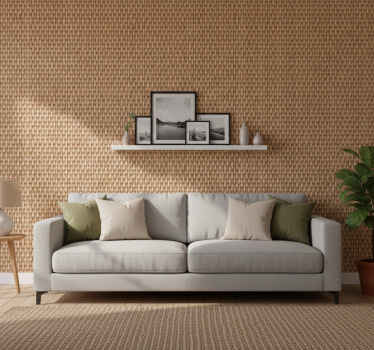 Papel tapiz para sala diseño imitación fibra natural - TenVinilo