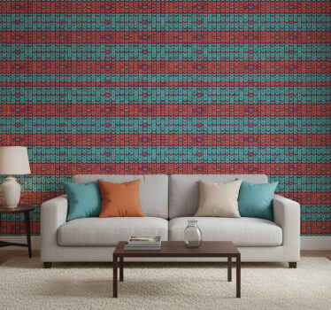 Living room wallpaper multicolor striped fiber look - TenStickers