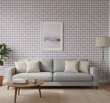 Carta da parati soggiorno gingham lilla - TenStickers