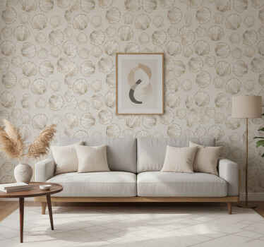 Carta da parati soggiorno motivo con conchiglie - TenStickers