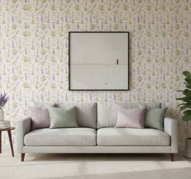 Carta da parati soggiorno motivo floreale lavanda - TenStickers