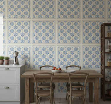 Carta da parati effetto piastrelle motivo floreale vintage - TenStickers