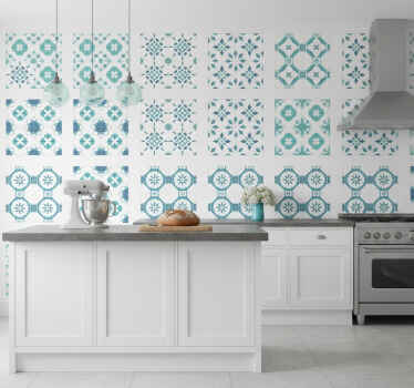 Carta da parati effetto piastrelle motivo floreale - TenStickers