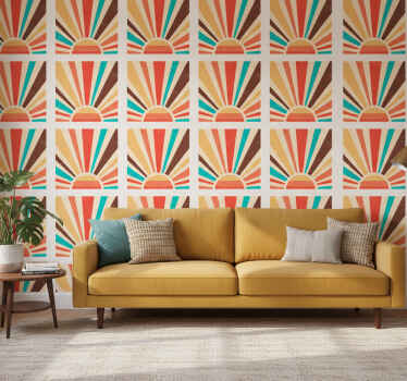 Carta da parati vintage tramonto astratto vintage - TenStickers