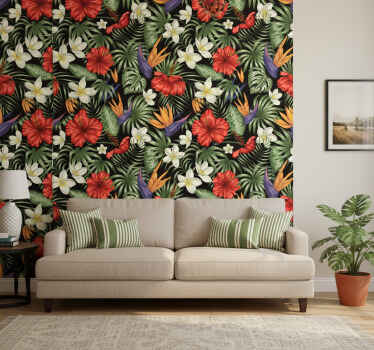 Carta da parati floreale motivo piante tropicali - TenStickers