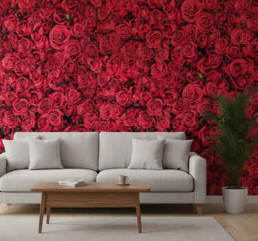 Carta da parati floreale fiori rossi su sfondo texturizzato - TenStickers