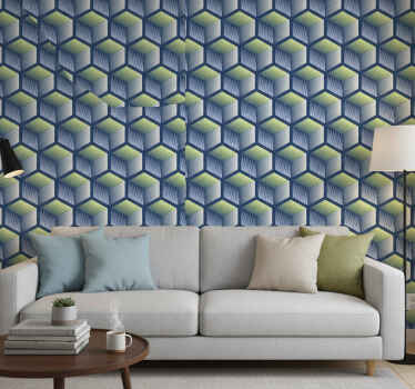 Wallpaper geometric hexagonal cube design - TenStickers