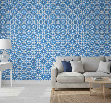 Vintage wallpaper modern blue vase hampton style - TenStickers