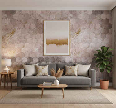 Vintage wallpaper in hexagonal ombre pattern - TenStickers