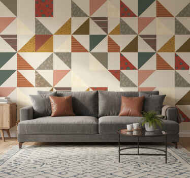 Vintage wallpaper patchwork geometric triangle design - TenStickers