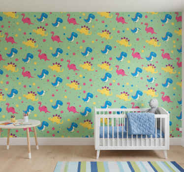 Carta da parati dinosauri stile colorato - TenStickers