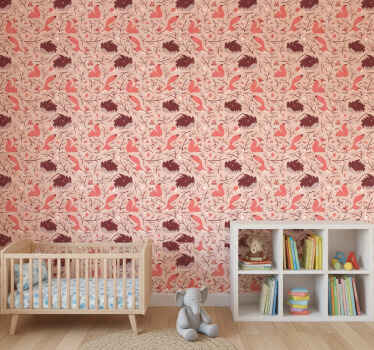 Carta da parati dinosauri scoiattoli e ricci - TenStickers