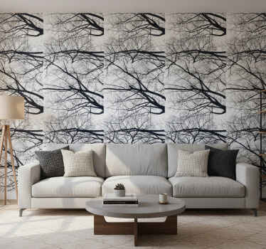 Carta da parati alberi bianco e grigio - TenStickers