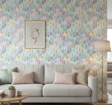 Carta da parati alberi motivo bosco pastello - TenStickers