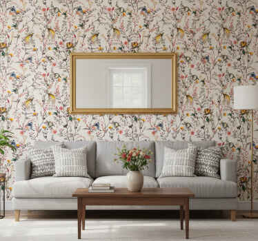 Carta da parati alberi uccelli e fiori - TenStickers