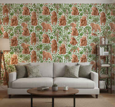 Tree wallpaper with wildlife - TenStickers