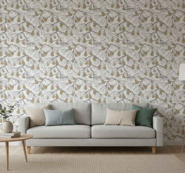 Papel tapiz árboles patrón de corteza escandinava - TenVinilo