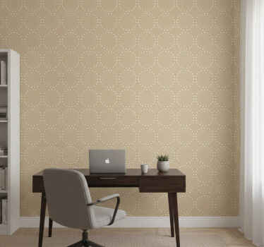 Tapeta do biura jasnobeżowe tło z białymi kółkami - TenStickers