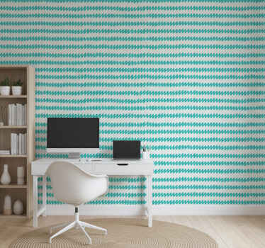 Tapeta do biura w akwamarynowe i białe zygzaki - TenStickers
