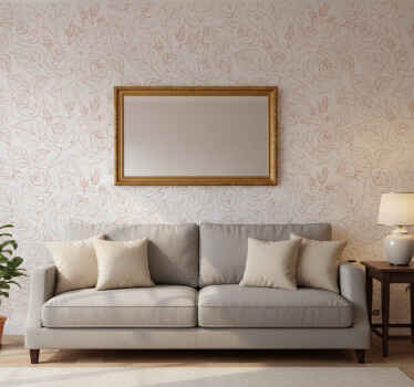 Living area wallpaper with delicate rose patterns - TenStickers