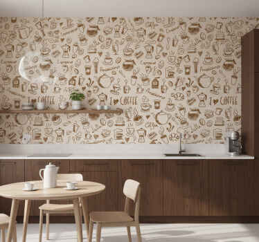 Kitchen wallpaper coffee design - TenStickers