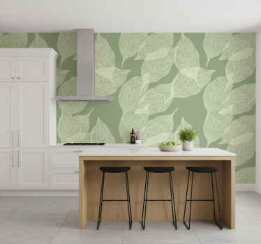Kitchen wallpaper large leaf design - TenStickers