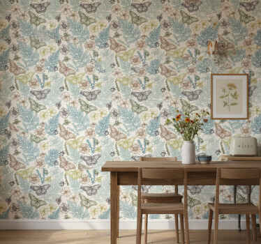 Kitchen wallpaper vintage floral design - TenStickers