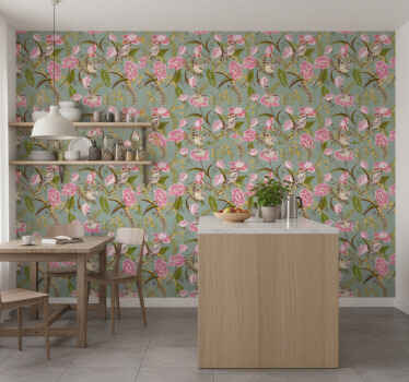 Flowers kitchen wallpaper - TenStickers