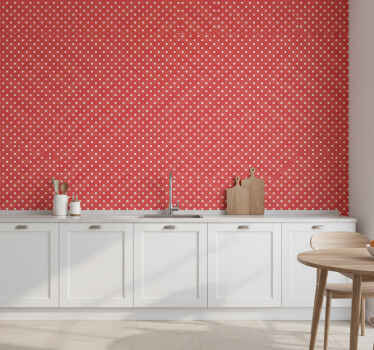 Kitchen wallpaper with red polka dots - TenStickers