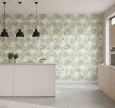 Kitchen wallpaper tropical botanical leaves - TenStickers