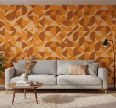 Papier peint moderne figures rétro orange - TenStickers
