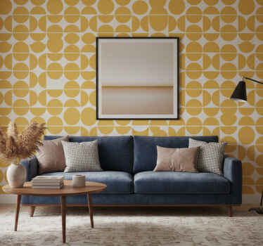 Papier peint moderne cercles jaunes superposés - TenStickers