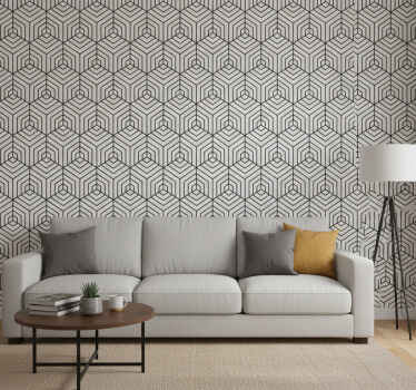 Papier peint moderne hexagones noir et blanc - TenStickers