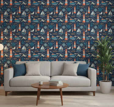 Papier peint moderne motif agréable éléments marins - TenStickers