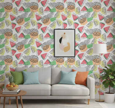 Papier peint moderne motif coloré fruits d'été - TenStickers
