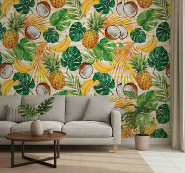 Papier peint moderne motif tropical été peint à la main - TenStickers