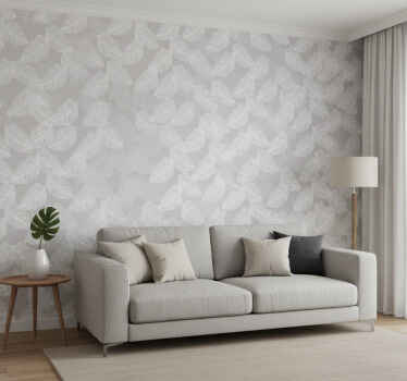 Carta da parati moderna floreale minimalista grigia - TenStickers