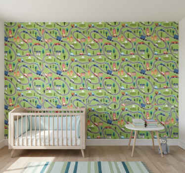 Carta da parati cameretta strade di veicoli colorati - TenStickers