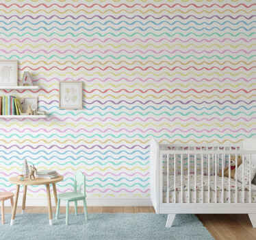 Carta da parati cameretta linee ondulate colorate - TenStickers