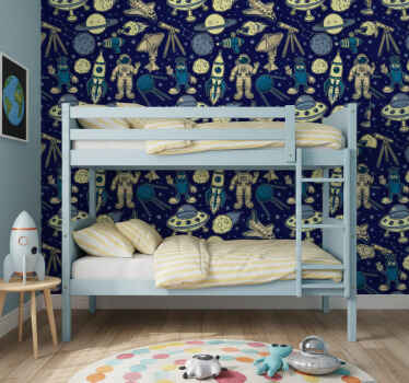 Carta da parati cameretta personaggi spaziali - TenStickers