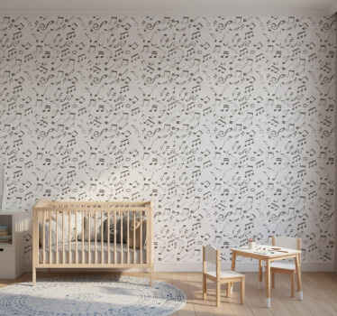 Carta da parati cameretta cascata di notazione musicale - TenStickers