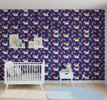 Tapete za otroške sobe enorogi in mavrice - TenStickers