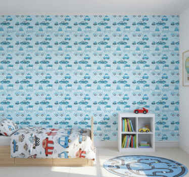 Tapet copii model cu mașini albastre - TenStickers