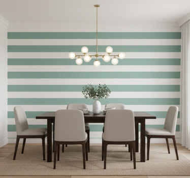 Carta da parati sala da pranzo righe verde teal - TenStickers