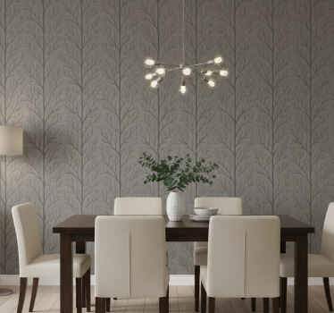 Papel mural comedor árboles del bosque gris - TenVinilo