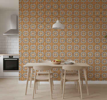 Papel de parede para cozinha azulejos estilo cimento - TenStickers