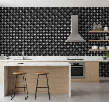 Papel de parede para cozinha azulejos florais - TenStickers