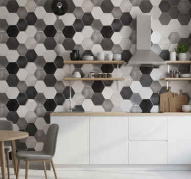 Keuken behang grijze hexagons - TenStickers