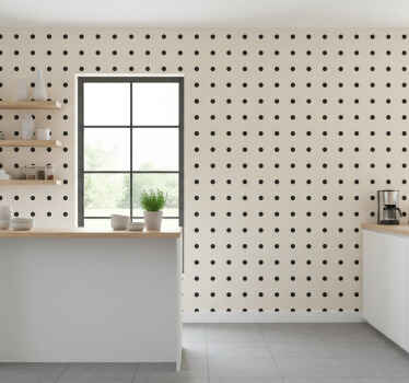 Kitchen wallpaper in beige polka dot pattern - TenStickers